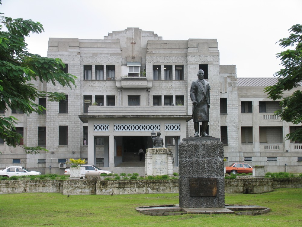 The massive Government Buildings site is one of the most prominent in Suva, but prior to 1935 the area was a swampy creek bed.