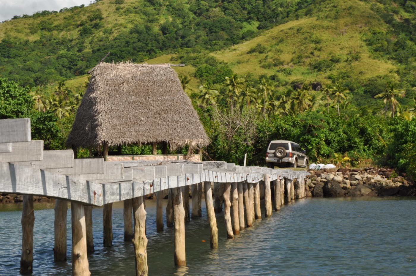 Nukubati, is a few hundred meters off-shore--You can literally drive up the pier.