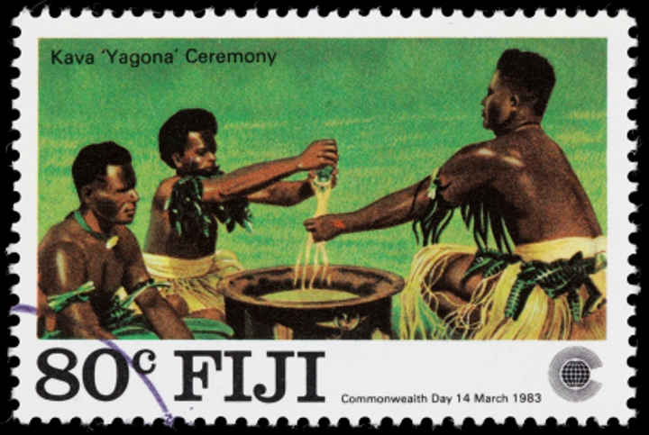 1983 Fiji postage stamp featuring the  kava ceremony