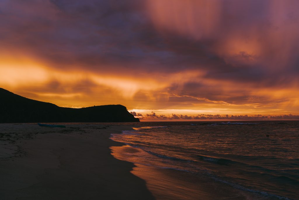 Beautiful sunset on a Yasawa Island beach