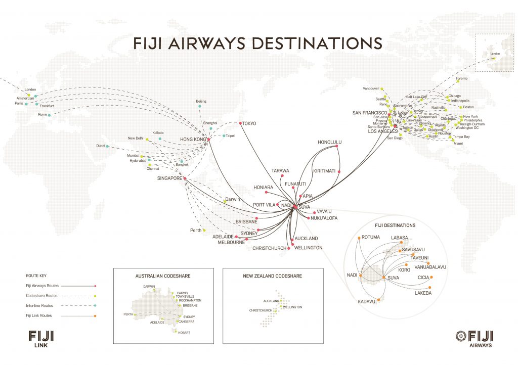 Fiji Airways Route Map