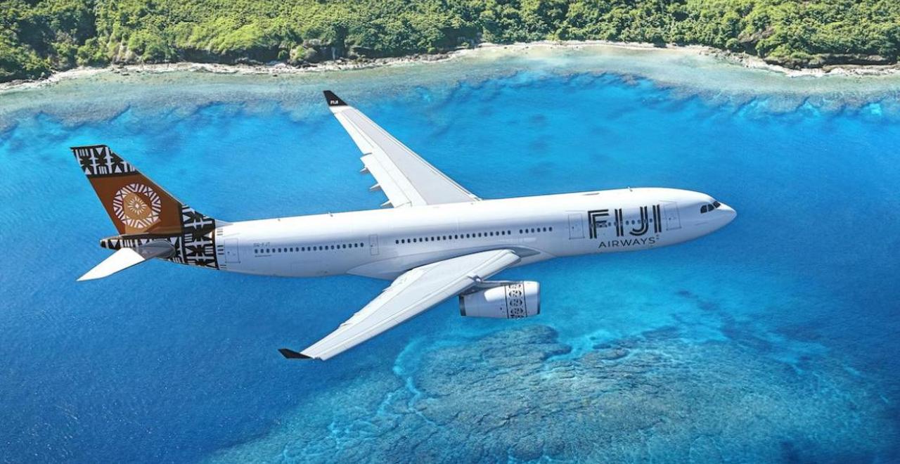 Fiji Airways Plane gliding across Fiji Skies
