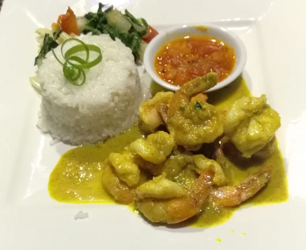 Shrimp curry with lemon grass and coconut cream at Rosie's Sea View Restaurant